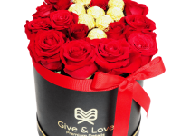 5.1 Flores, Hatbox Box Chocolate Love, Roses&Ferrero San Valentin 2022 Lima Give And Love Lima Peru